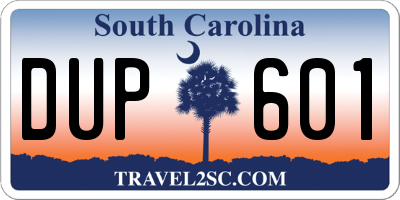 SC license plate DUP601