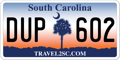 SC license plate DUP602
