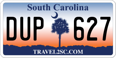 SC license plate DUP627