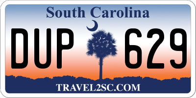 SC license plate DUP629