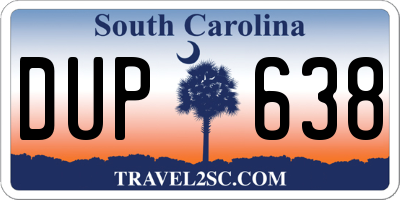 SC license plate DUP638