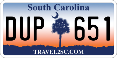 SC license plate DUP651