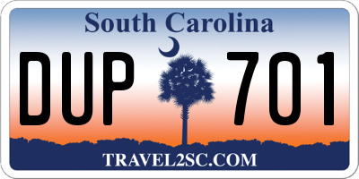 SC license plate DUP701