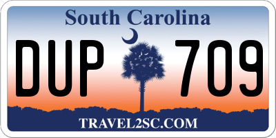 SC license plate DUP709