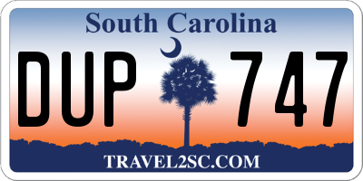 SC license plate DUP747