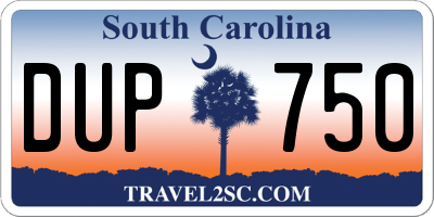 SC license plate DUP750