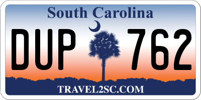 SC license plate DUP762