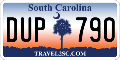 SC license plate DUP790