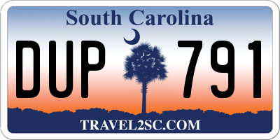 SC license plate DUP791