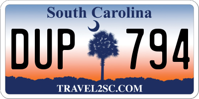 SC license plate DUP794
