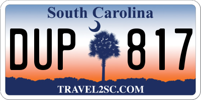 SC license plate DUP817