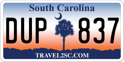 SC license plate DUP837