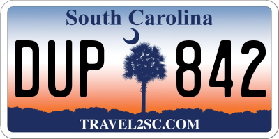 SC license plate DUP842