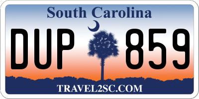 SC license plate DUP859