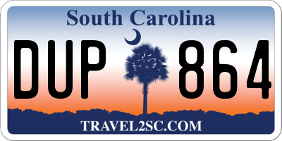 SC license plate DUP864