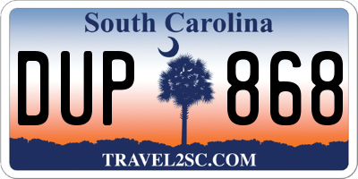 SC license plate DUP868
