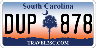 SC license plate DUP878