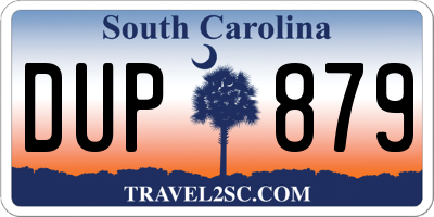 SC license plate DUP879