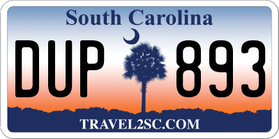 SC license plate DUP893