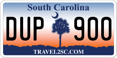 SC license plate DUP900