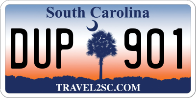 SC license plate DUP901
