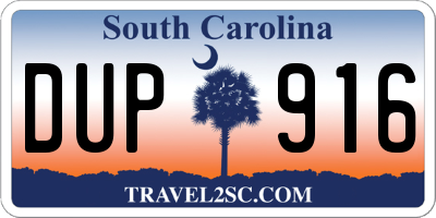 SC license plate DUP916