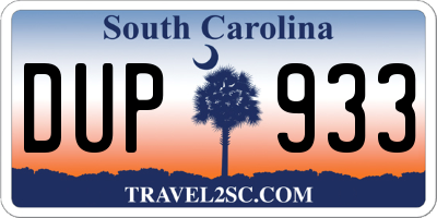 SC license plate DUP933