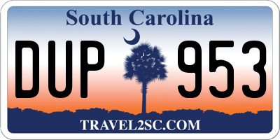 SC license plate DUP953