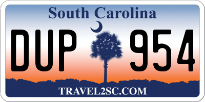SC license plate DUP954