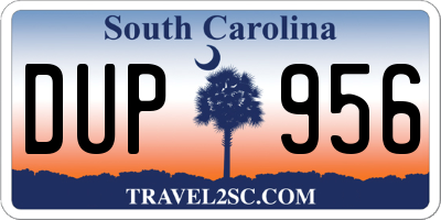SC license plate DUP956