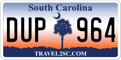 SC license plate DUP964