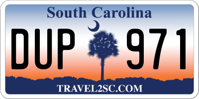 SC license plate DUP971