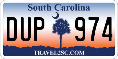 SC license plate DUP974