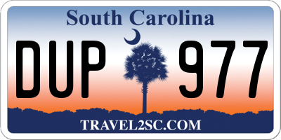SC license plate DUP977