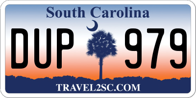 SC license plate DUP979