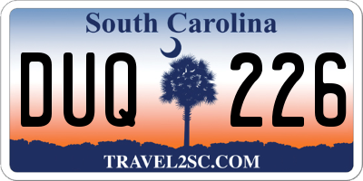 SC license plate DUQ226