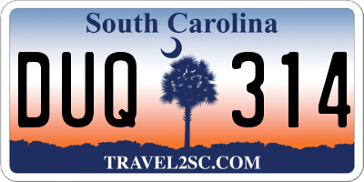SC license plate DUQ314