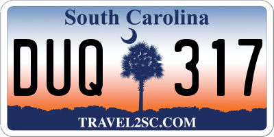 SC license plate DUQ317