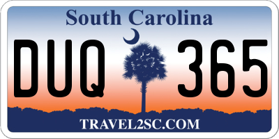 SC license plate DUQ365