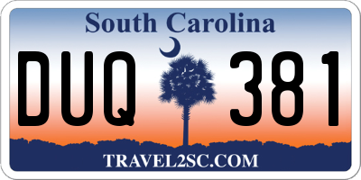 SC license plate DUQ381