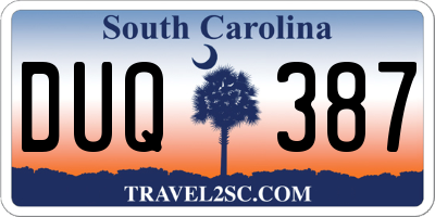 SC license plate DUQ387