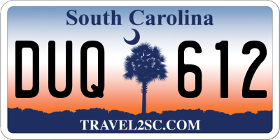 SC license plate DUQ612