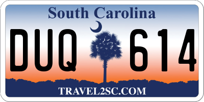 SC license plate DUQ614
