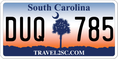 SC license plate DUQ785