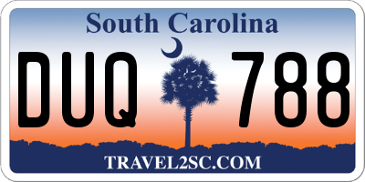 SC license plate DUQ788