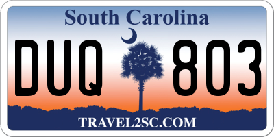 SC license plate DUQ803