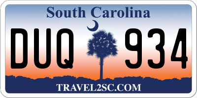 SC license plate DUQ934