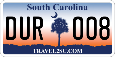 SC license plate DUR008
