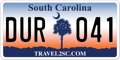 SC license plate DUR041