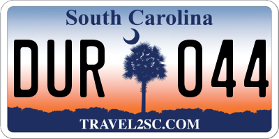 SC license plate DUR044